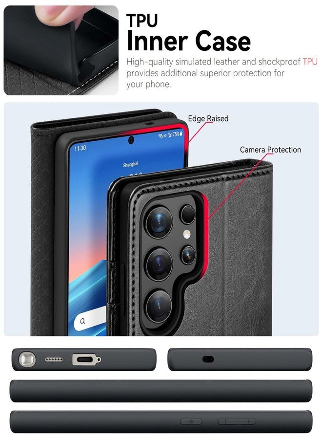 OCASE for Samsung Galaxy S25 Ultra Case, PU Leather Wallet, Magnetic Flip Folio Cover with RFID Blocking, Card Holders, Shockproof TPU, and Kickstand for 6.9 Inch Samsung S25 Ultra (2025), Black - Image 5