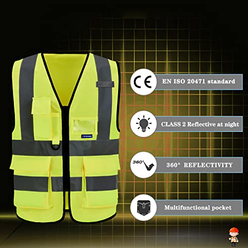 ASAFETY A-SAFETY Enhanced Visibility Safety Vest, Hi Viz 2 Band And Braces Waistcoat safe for Motorcycle, Running/Jogging, Bike/Bicycle Riding Outdoor Activities, Yellow - Image 3