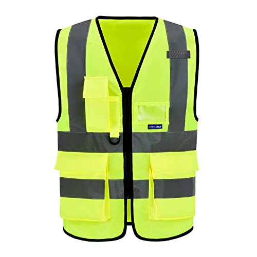 ASAFETY A-SAFETY Enhanced Visibility Safety Vest, Hi Viz 2 Band And Braces Waistcoat safe for Motorcycle, Running/Jogging, Bike/Bicycle Riding Outdoor Activities, Yellow - Image 1