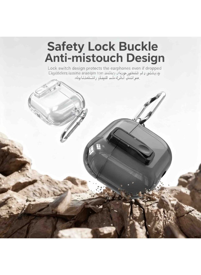 ألترون حافظة حماية ALTRONE متوافقة مع AirPods Pro 3 (2025) - غطاء شفاف ناعم من مادة TPU مع قفل أمان وسلسلة مفاتيح معدنية، يدعم الشحن اللاسلكي المقاوم للصدمات (أسود) - Image 2