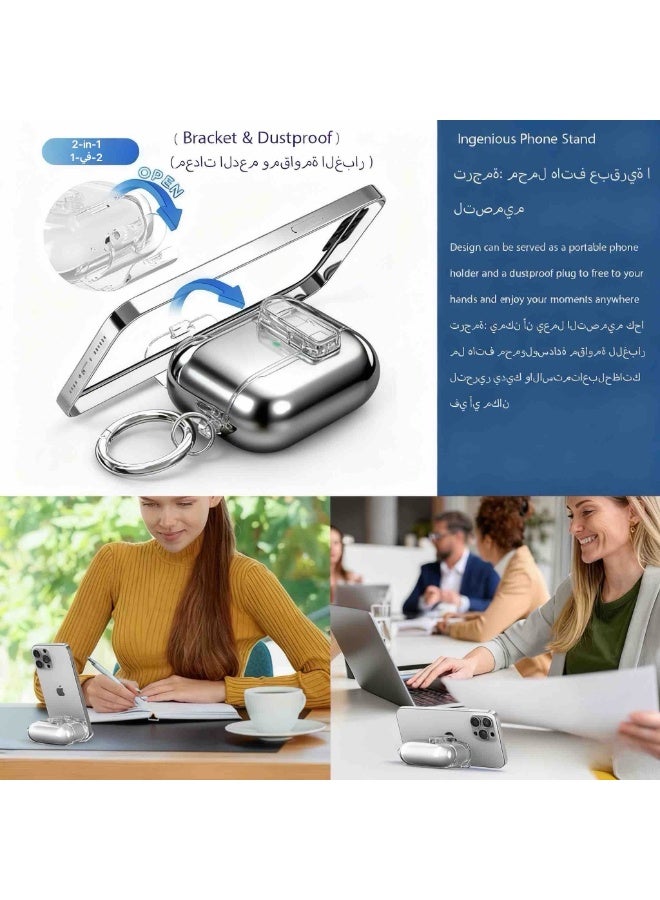 ألترون حافظة حماية ALTRONE متوافقة مع AirPods Pro 3 (2025) - غطاء شفاف ناعم من مادة TPU مع قفل أمان وسلسلة مفاتيح معدنية، يدعم الشحن اللاسلكي المقاوم للصدمات (أسود) - Image 5