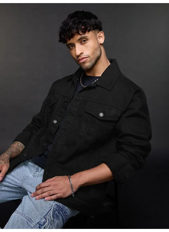 ذا سوليد ستور The Souled Store Men Denim Onyx Black Jackets