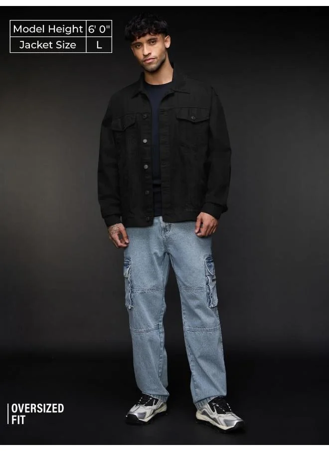 ذا سوليد ستور The Souled Store Men Denim Onyx Black Jackets