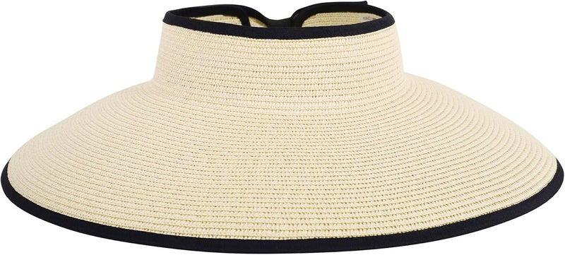 Simplicity Sun Hats for Women Fashionable Womens Wide Brim Hat Roll-up Straw Sun Visor Hat - Image 1