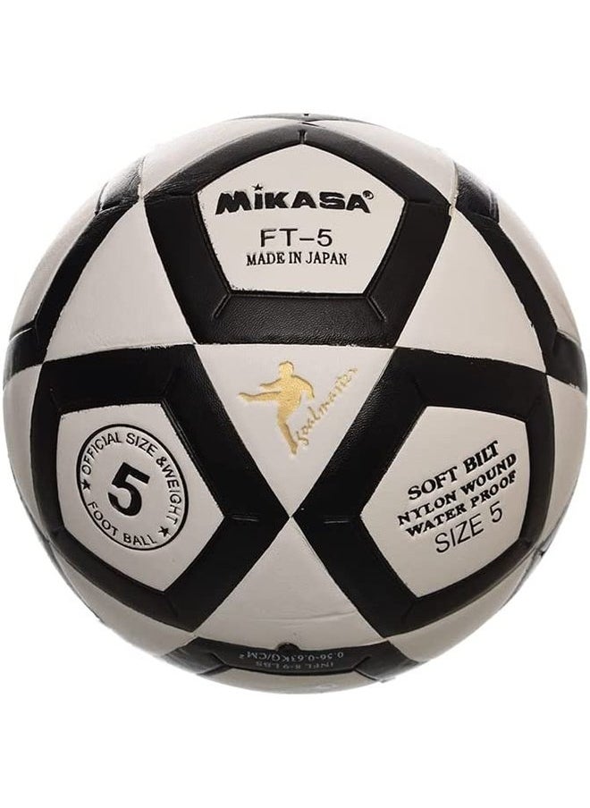 Mikasa - Mikasa FT-5 Soft Bilt Nylon Wound Water Proof Ball Official Weight & Size 5 Moisten Needle Inflate 8-9 LBS Suitable For All Conditions - Black White - Image 1