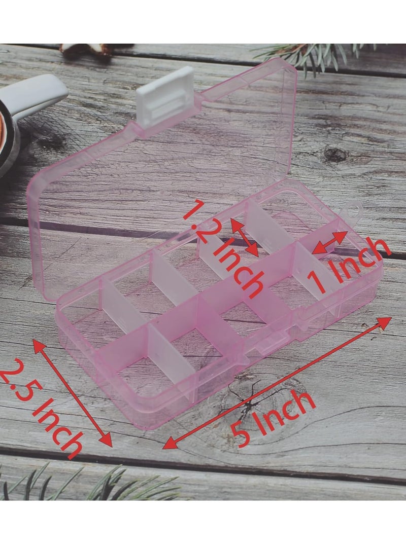 Bukela 4 Pcs 10 Grids 5 Inch x 2.5 Inch Adjustable Small Removable Plastic Jewelry Organizer Divider Storage Box Jewelry Earring Tool Containers (Pink)  - Image 4