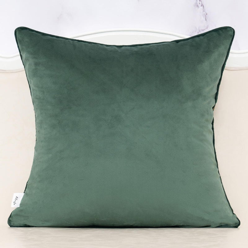 Alerfa Boho Green Floral Throw Pillow Cover 20x20 Inch Cut Velvet Sqaure Luxury Embroidered Decorative Pillow Cover for Couch Living Room Bedroom - Image 2