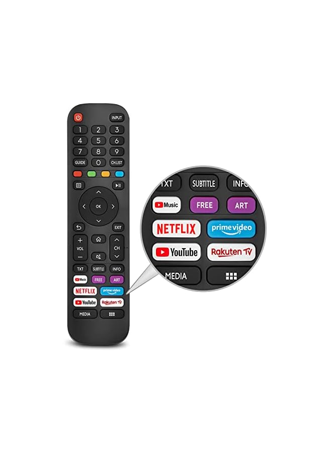 TIGER Universal Replacement for Hisense-VIDAA-TV-Remote, New Upgraded Infrared Hisense Remote Control EN2G30H/EN2A30,with Netflix, Prime Video, YouTube, Rakuten TV Buttons - Image 2