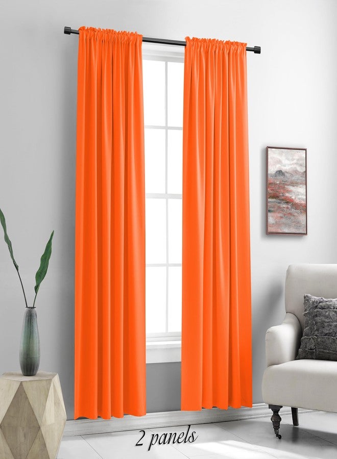 DONREN 2Panels Vibrant Orange Blackout Thermal Insulated Curtains for Bedroom,Hallowmas Pumpkin Orange Curtains 80 Inch Length for Closet Door Doorway Curtain Panels,52" Wide x 80" Long - Image 2