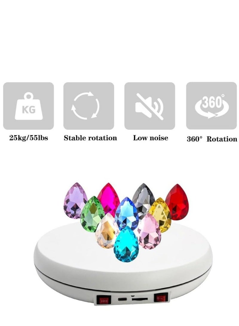 Captaintech Motorized Rotating Display Stand with LED Light , 10 inch /55lbs Load, 360 Degree Electronic Photography Turntable for Products Shows, Jewelry, Crystal Art ，Watch, 3D Models (White / 5 Colors） - Image 4