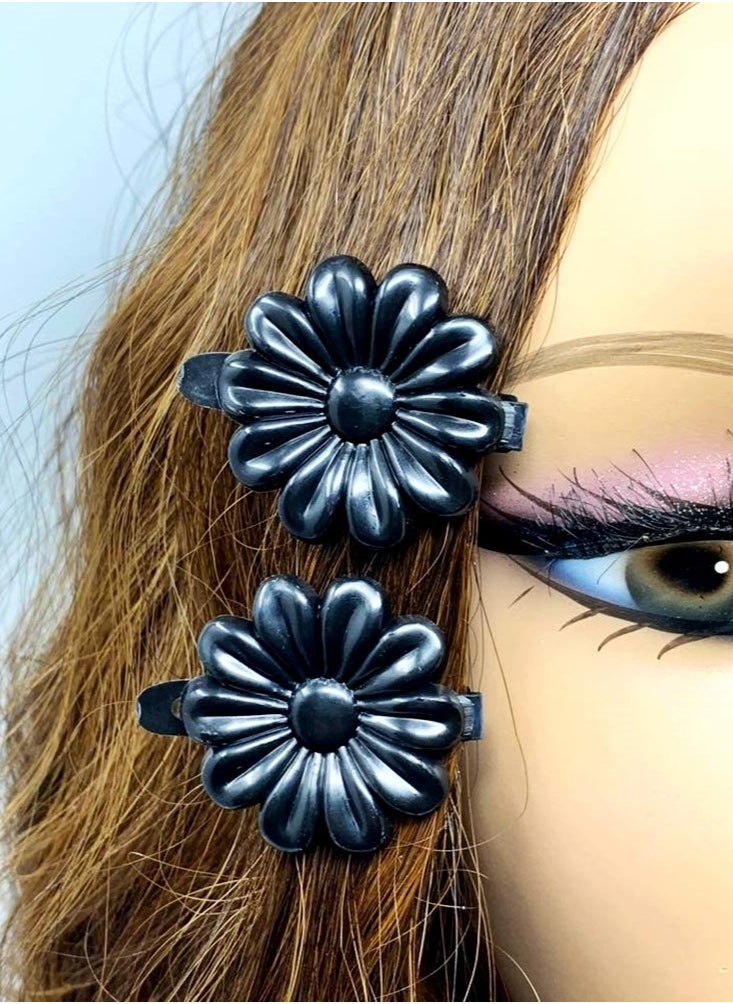 TARA Tara Girls Self Hinge Plastic Flower Hair Barrettes 18 Pieces Selection (Black)  - Image 2