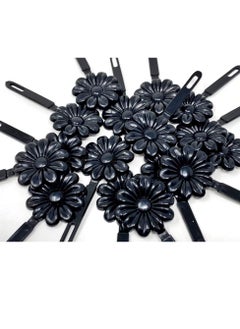 TARA Tara Girls Self Hinge Plastic Flower Hair Barrettes 18 Pieces Selection (Black)  - Image 3