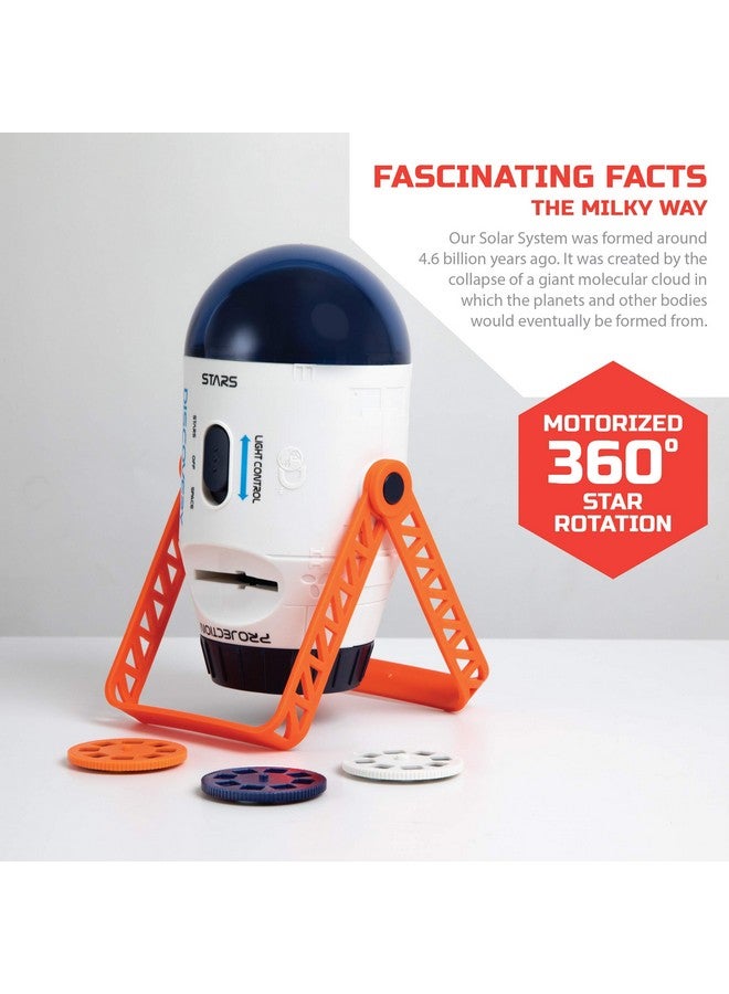 Discovery Kids Discovery #Mindblown 2-In-1 Reversible Planetarium Space Projector, 24 Images, 360-Degree Rotation, Moving Stars And Stationary Modes, Displays Planets Nebula Stars Constellations, Kids Astronomy Toy