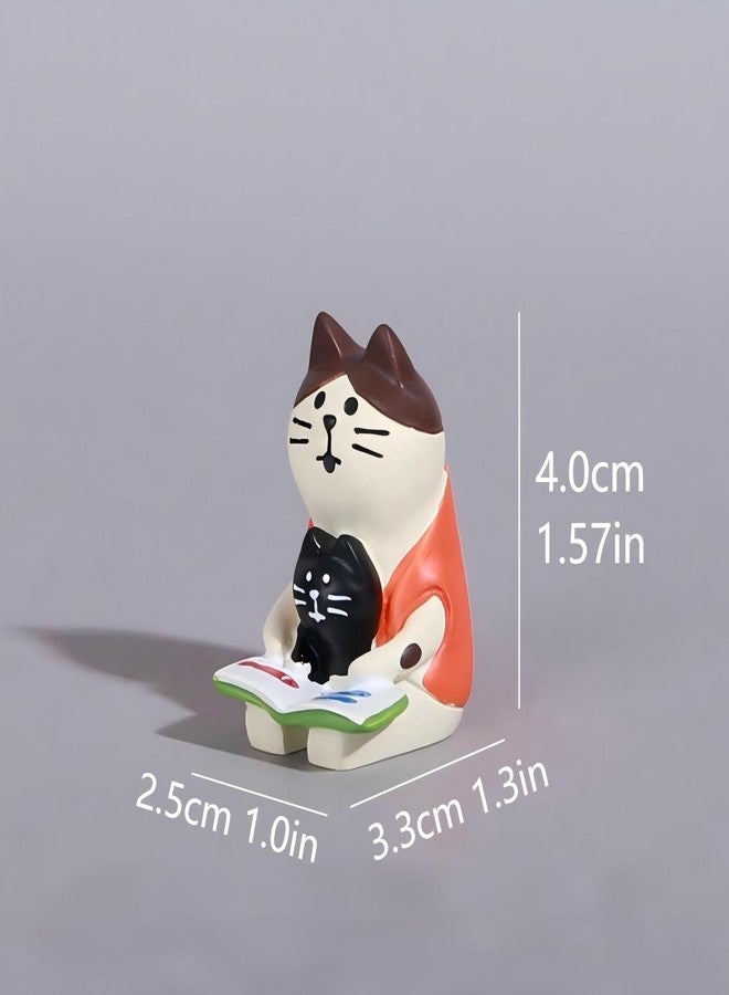 Gwindrise Miniature Cat Reading Figurine Set, Resin Desk Decor with Wooden Rocking Chair, Parent-Child Design, Funny Gifts for Cat Lovers, Gifts for Mom - Image 3