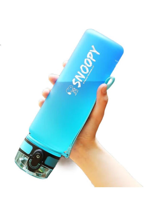 Snoopy Children'S Water Bottle, Summer Portable Large Capacity, Drop-Resistant, Leak-Proof Drinking Cup, For Boys And Girls, Elementary School Students, One-Button Direct Drinking Cup, Blue - Image 3