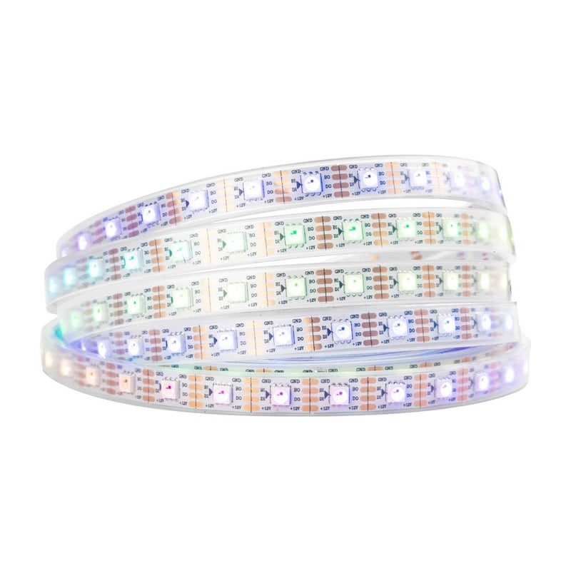 BTF-LIGHTING WS2815 (Upgraded WS2812B) 16.4ft 300 Pixels Magic Dream Color Individually Addressable RGB LED Flexible Strip Light 5050 SMD Dual Signal IP67 Tube Waterproof DC12V White PCB - Image 1