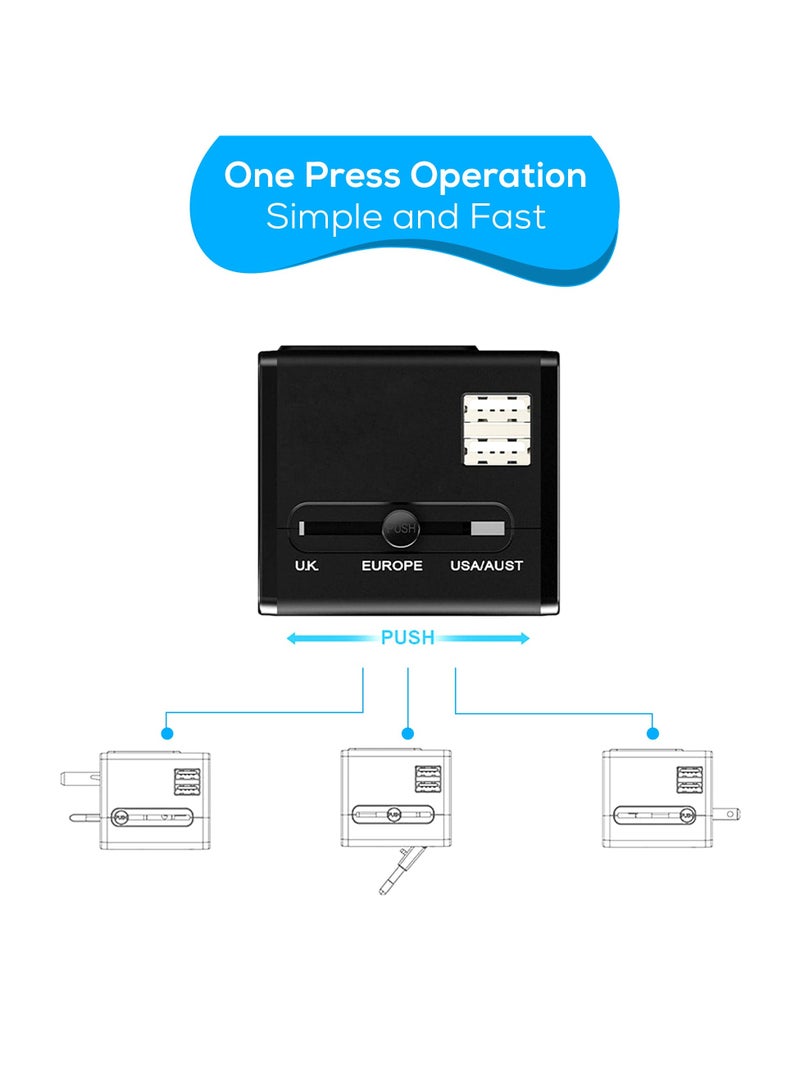 Earldom Travel Adapter with USB Port Universal AC Wall Adapter for International World Travelling KSA/AU/UK/EU/USA/JP/CN All in One Power Outlet - Image 4