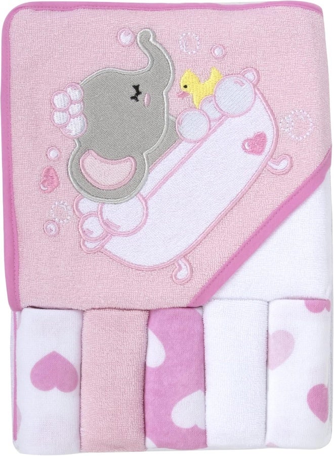 Baby Essentials Hooded Towel and Washcloth Set for Infants, Boys and Girls 6-12 Months - Image 1