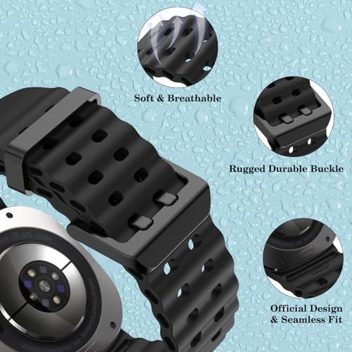 Epoosuo Compatible for Samsung Galaxy Watch Ultra Bands 47mm (2025/2024), Breathable Waterproof Replacement Soft Silicone Sport Strap Compatible for Samsung Watch Ultra Band Men Women (Black/Orange/Grey/Official Blue/Midnight Blue/Army Green) - Image 4