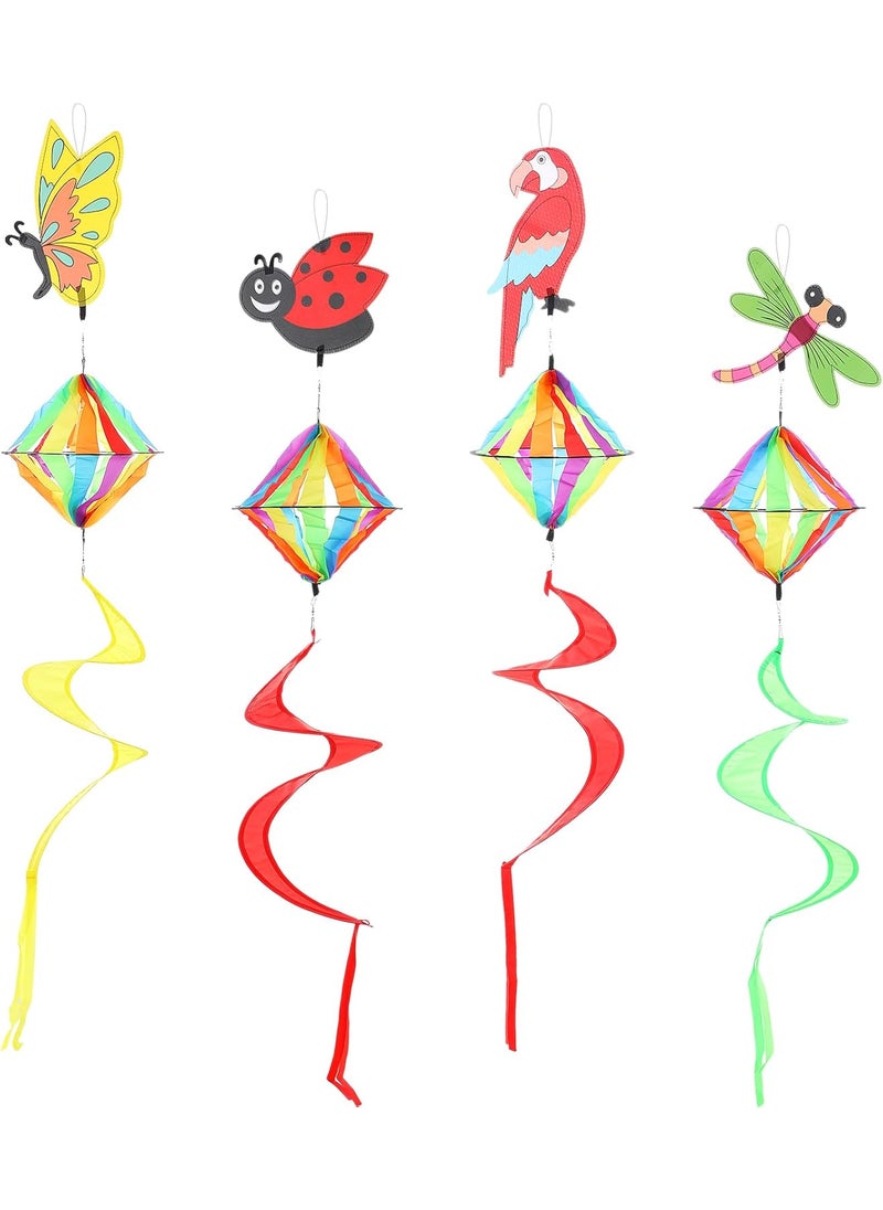 Moukeren Moukeren 4 Pack Spring Windsock Wind Spinners Outdoor Garden Hanging Decor Heavy Duty Butterfly Beetle Parrot Dragonfly Whirligig Wind Sock for Yard Patio Lawn Decoration  - Image 1