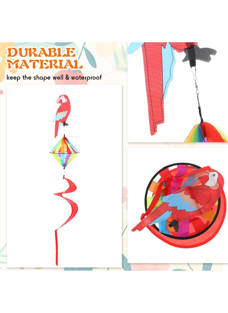 Moukeren Moukeren 4 Pack Spring Windsock Wind Spinners Outdoor Garden Hanging Decor Heavy Duty Butterfly Beetle Parrot Dragonfly Whirligig Wind Sock for Yard Patio Lawn Decoration  - Image 3