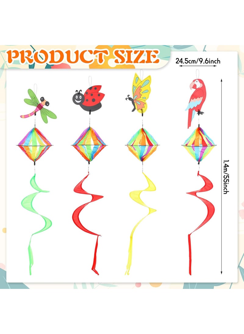 Moukeren Moukeren 4 Pack Spring Windsock Wind Spinners Outdoor Garden Hanging Decor Heavy Duty Butterfly Beetle Parrot Dragonfly Whirligig Wind Sock for Yard Patio Lawn Decoration  - Image 2
