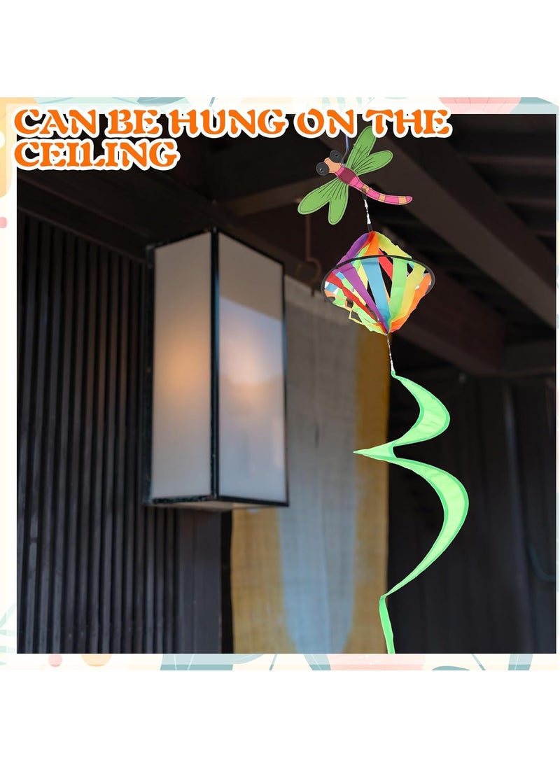 Moukeren Moukeren 4 Pack Spring Windsock Wind Spinners Outdoor Garden Hanging Decor Heavy Duty Butterfly Beetle Parrot Dragonfly Whirligig Wind Sock for Yard Patio Lawn Decoration  - Image 4