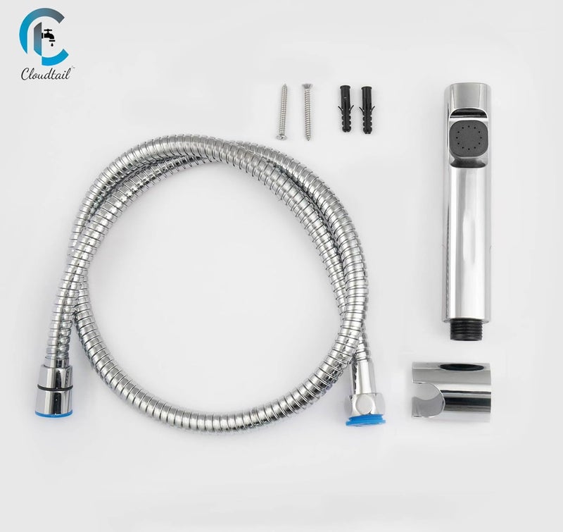 Cloudtail Cloudtail Health FaucetJet SpraySnowbellDesignerHigh Pressure1Mtr Ss TubeHosePipeWall Mount HookIdeal for KitchenSinkBathroomWash BasinMaterial AbsPlasticColor SilverSet of 1  - Image 5
