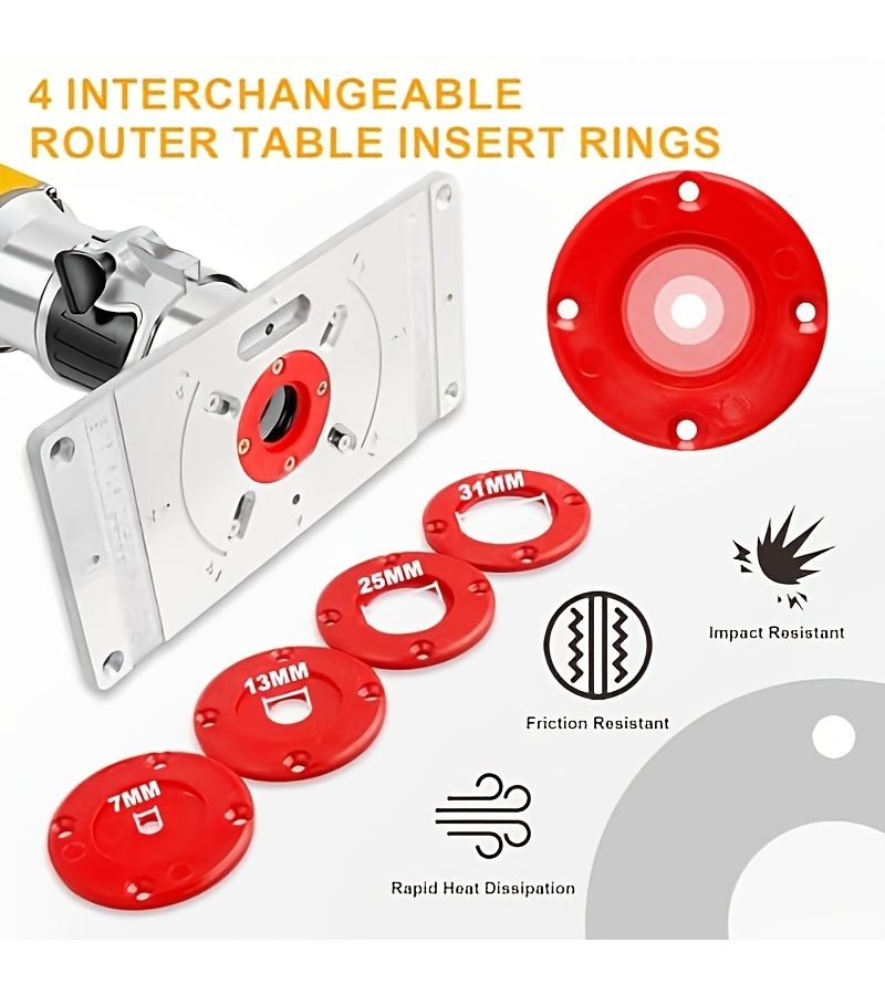 Aluminum Alloy Wood Router Inverted Mounting Milling Insert Plate with 4 Rings and Table Saw - Image 5