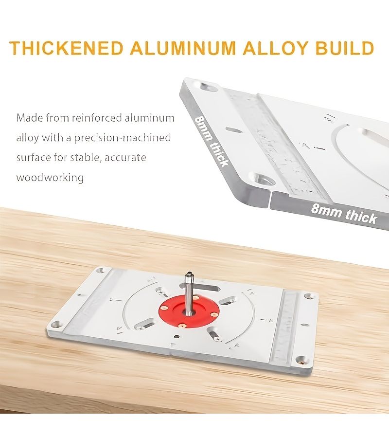 Aluminum Alloy Wood Router Inverted Mounting Milling Insert Plate with 4 Rings and Table Saw - Image 3