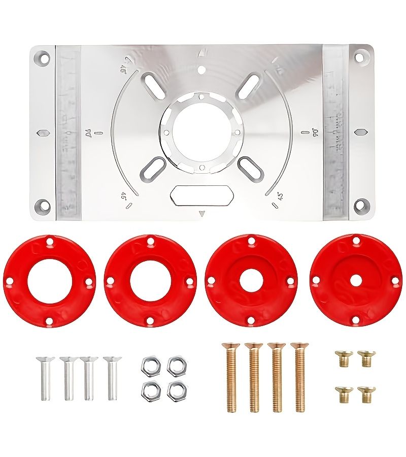 Aluminum Alloy Wood Router Inverted Mounting Milling Insert Plate with 4 Rings and Table Saw - Image 1