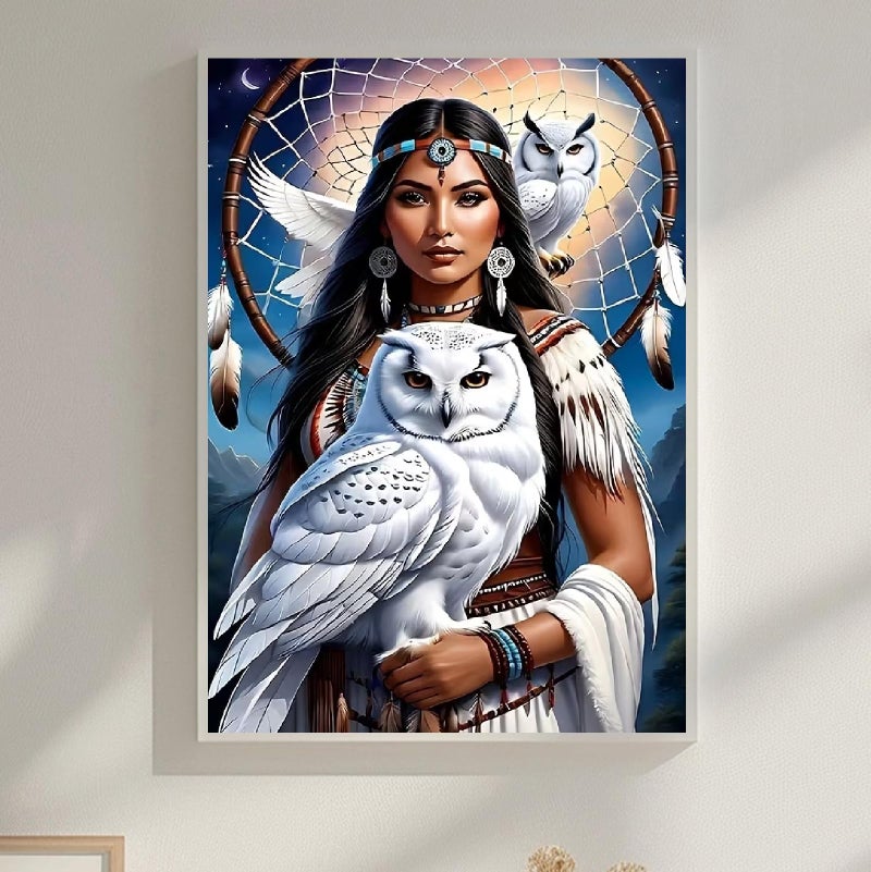 MOMDEDP Beauty Diamond Painting Kits for Adults,Owl Diamond Art Kits for Beginners,Beauty owl Gem Art Kits for Adults for Home Wall Decor 16x12inch Floral - Image 2