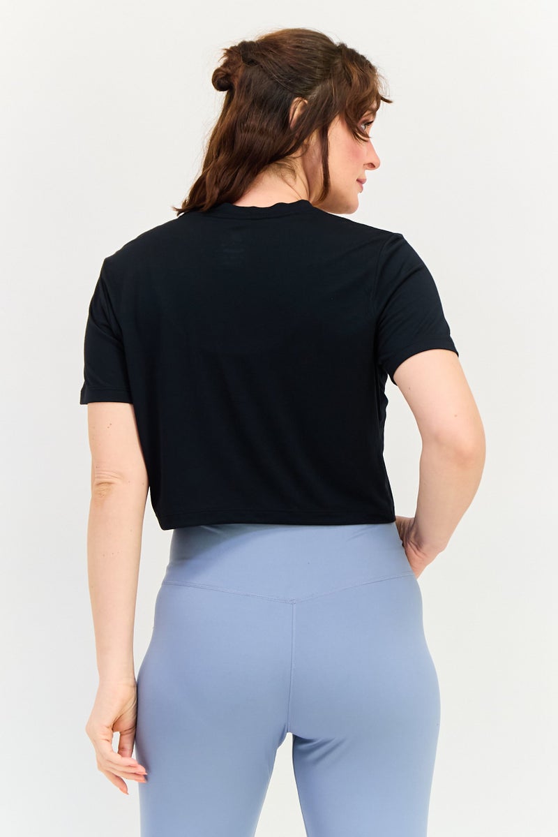 Nike Women Slim Fit Short Sleeve Training Swoosh T-Shirt, Black - Image 3