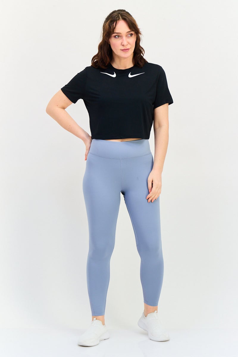 Nike Women Slim Fit Short Sleeve Training Swoosh T-Shirt, Black - Image 4