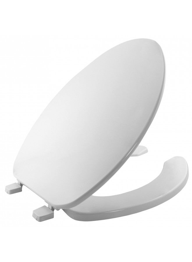 Bemis BEMIS 175 000 Commercial Open Front Toilet Seat with Cover, ELONGATED, Plastic, White  - Image 1