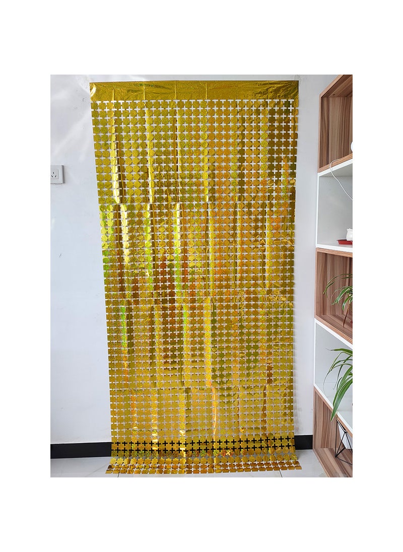 Generic Golden Laser Square Curtain Party Decor Gold 1*2m 