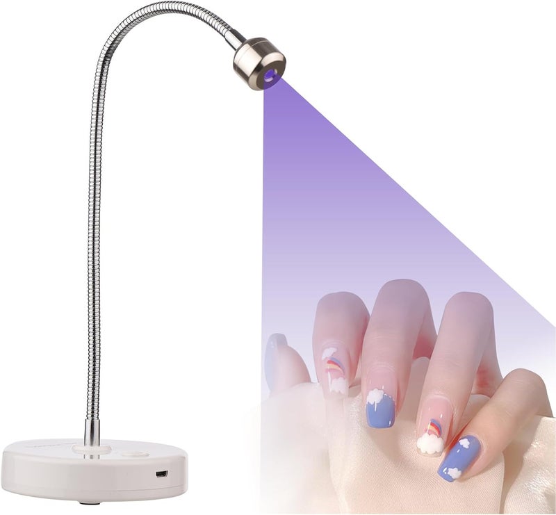 Zunate LED Light, 3W Gel Polish Drying Lamp, Flash Cure Light with Gooseneck, Gel Polish Dryer Lamp, Curing Lamp for Fluorescent Paint, Gel Nail