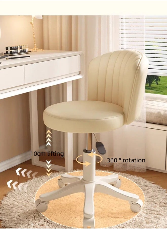 Tanwer Female bedroom chair, minimalist makeup chair, adjustable swivel chair, home dressing round stool, beige color  - Image 4