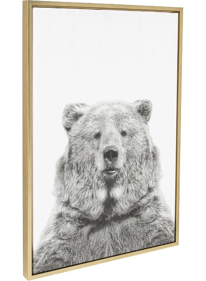 Kate and Laurel Kate and Laurel Sylvie Bear Animal Print Black and White Portrait Framed Canvas Wall Art by Simon Te Tai 23x33 Gold  - Image 4