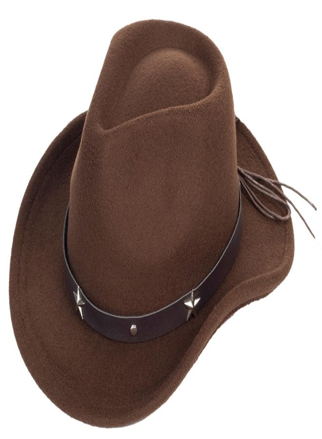 CaySep Boys-Girls-Western-Cowboy Hat - Wide-Brim-Felt-Fedora-Hat Jazz-Hat for Kids 4-7Years Coffee - Image 1