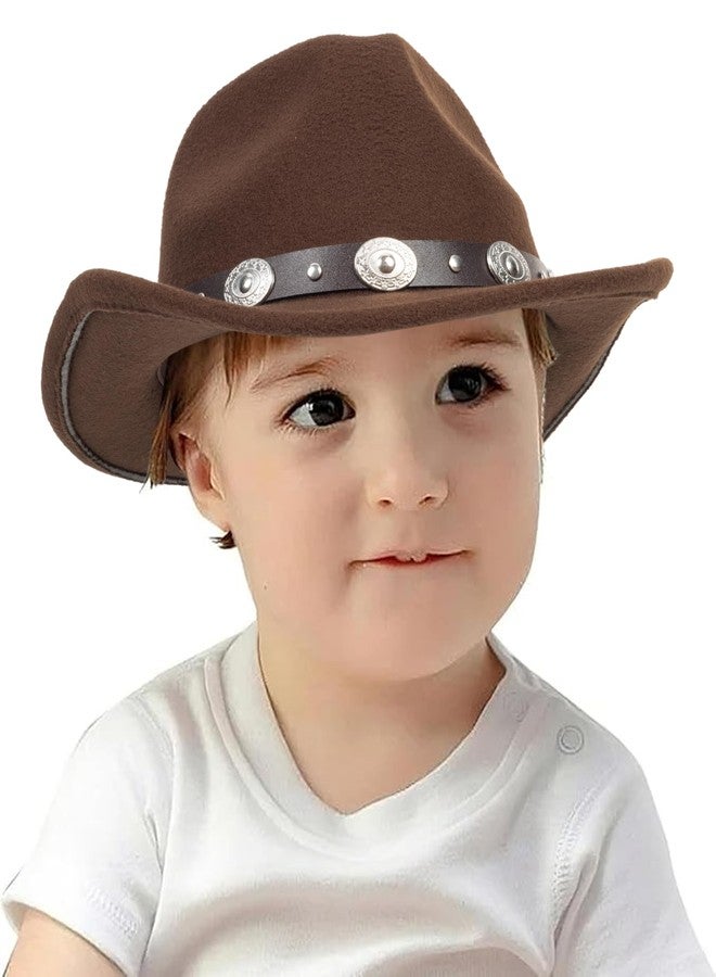 CaySep Boys-Girls-Western-Cowboy Hat - Wide-Brim-Felt-Fedora-Hat Jazz-Hat for Kids 4-7Years Coffee - Image 4