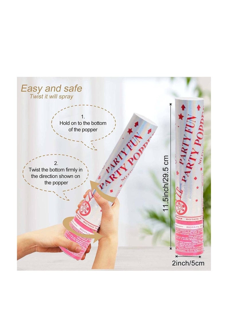 MARKQ مدافع كونفيتي، 30 سم، بوبارات معدنية متعددة الألوان لحفلات الزفاف، ليلة رأس السنة، التخرج، لوازم حفلات عيد الميلاد [عبوة من 5] - Image 3