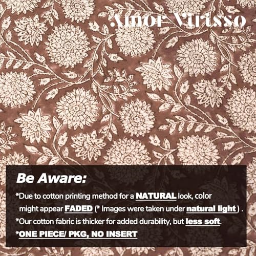 Amor Virisso Floral Pillow Covers 18x18 Throw Pillow Covers Vintage Block Print Pillow Cover Neutral Couch Pillows for Living Room Farmhouse Decorative Accent Sofa Pillows, Brown - Image 3