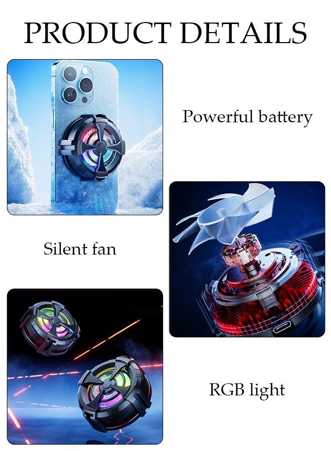 DUNISO 2 In 1 Magnetic Semi-Conductor Cooling Chip for Live Streaming and Gaming, Fast Phone Cooling Fan with RGB Lights and Universal Clamp, Fit All Types of iPhone Android Smartphones - Image 3
