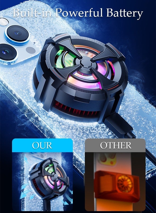 DUNISO 2 In 1 Magnetic Semi-Conductor Cooling Chip for Live Streaming and Gaming, Fast Phone Cooling Fan with RGB Lights and Universal Clamp, Fit All Types of iPhone Android Smartphones - Image 4