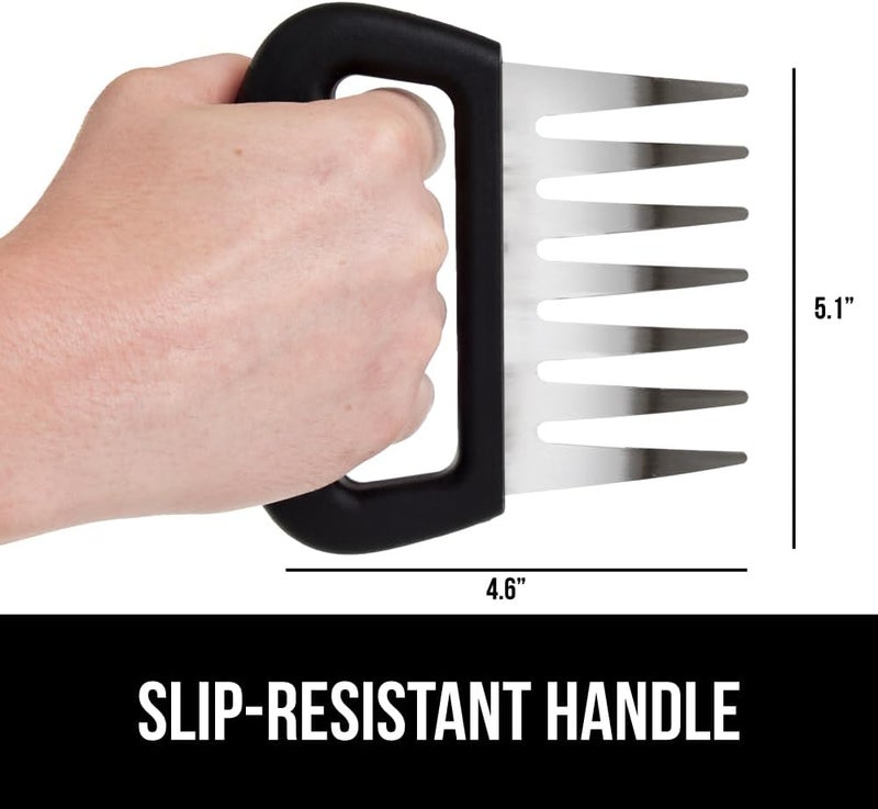Gorilla Grip مخالب تقطيع اللحم خالية من BPA، شوكات تقطيع الطعام من الفولاذ المقاوم للصدأ الحاد، لتقطيع الديك الرومي، لحم الخنزير، تمزيق لحم الخنزير المسحوب، هدية عطلة للرجال، أداة شواء في المطبخ باللون الأسود - Image 4
