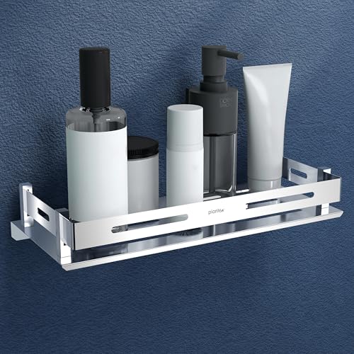 Plantex Bathroom Shelf Rack/Bathroom Organiser/Wall Mounted Stainless Steel Bathroom Shelf with Railings/Wall Shelf for Bathroom/Kitchen/Living - (12 x 5 Inches) - Image 1