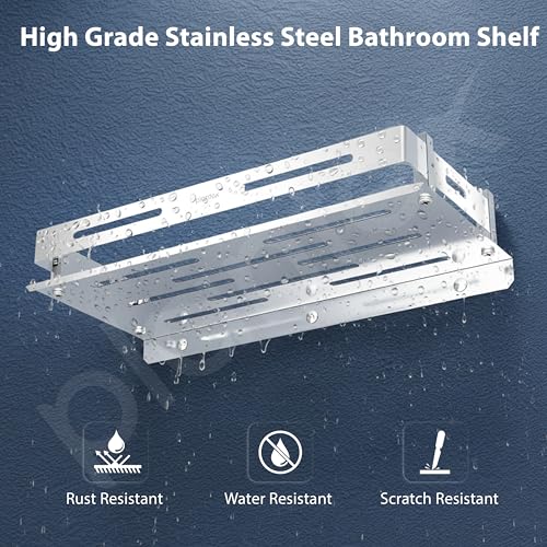 Plantex Bathroom Shelf Rack/Bathroom Organiser/Wall Mounted Stainless Steel Bathroom Shelf with Railings/Wall Shelf for Bathroom/Kitchen/Living - (12 x 5 Inches) - Image 2