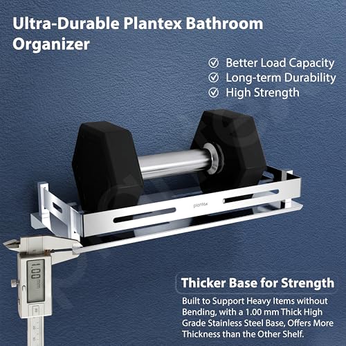 Plantex Bathroom Shelf Rack/Bathroom Organiser/Wall Mounted Stainless Steel Bathroom Shelf with Railings/Wall Shelf for Bathroom/Kitchen/Living - (12 x 5 Inches) - Image 4