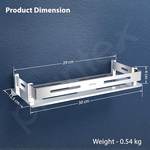 Plantex Bathroom Shelf Rack/Bathroom Organiser/Wall Mounted Stainless Steel Bathroom Shelf with Railings/Wall Shelf for Bathroom/Kitchen/Living - (12 x 5 Inches) - Image 5
